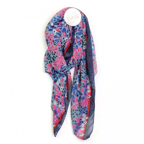 Blue Mix Ditsy Floral Print Scarf by Peace of Mind
